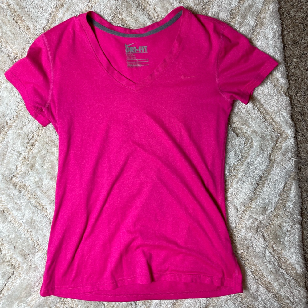 Nike Dri-fit Hot Pink Vneck Tshirt